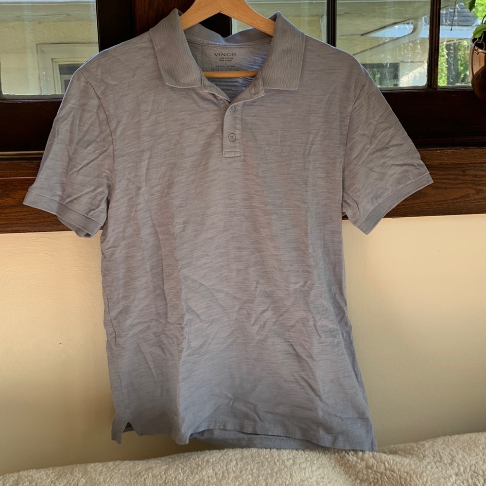 Light blue Vince Polo Shirt. 100% Cotton. Size small.